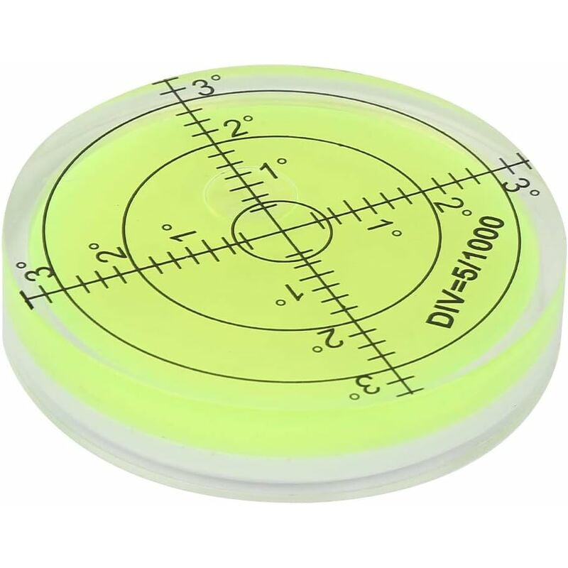 Round spirit level, 60mm diameter measuring tool, round vial with scale for balancing camera equipment