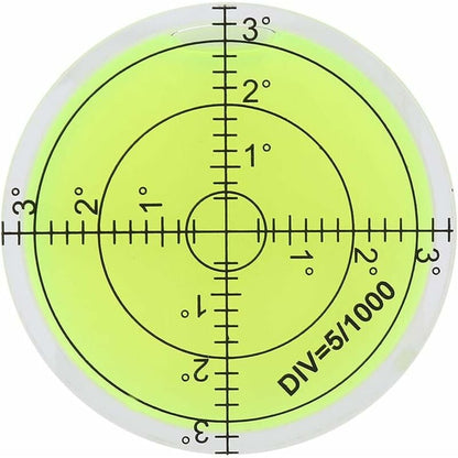 Round spirit level, 60mm diameter measuring tool, round vial with scale for balancing camera equipment