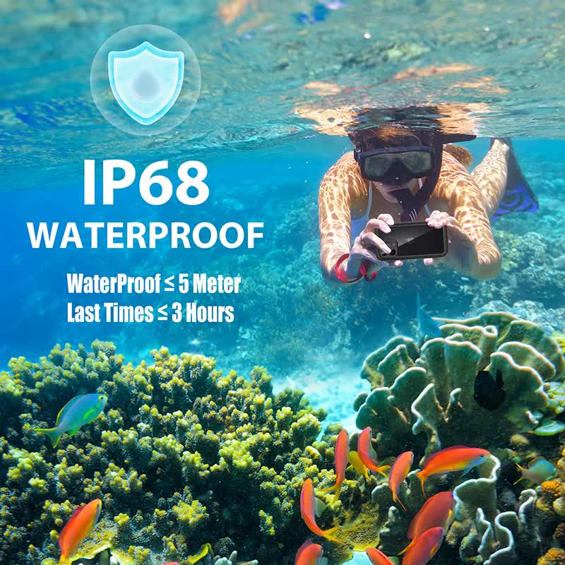 IP68 Waterproof Case for iPhone 15 14 13 12 11 Pro Max XS Max XR 7 8 Red Pepper Transparent Protection Diving Underwater Swimming Outdoor Sports Black Black i-Phone 15 Pro Max