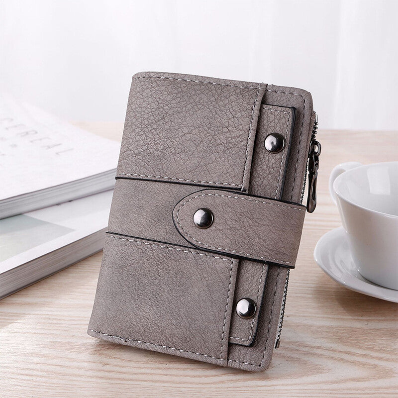 The New Trendy Foldable Small Wallet Women Leather Card Holder Wallet Light Green
