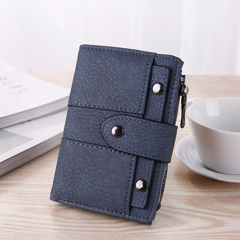 The New Trendy Foldable Small Wallet Women Leather Card Holder Wallet Light Green