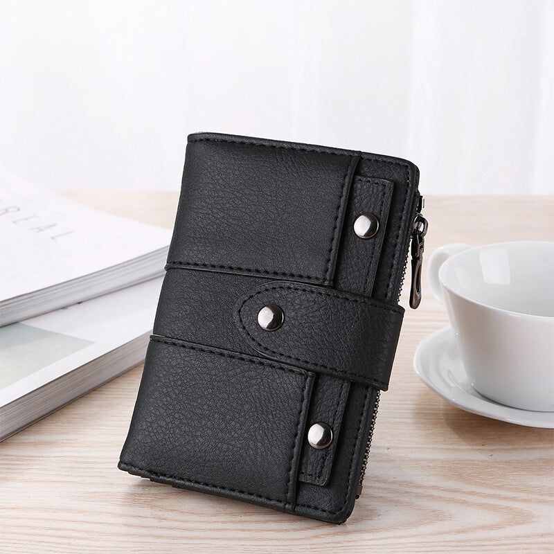 The New Trendy Foldable Small Wallet Women Leather Card Holder Wallet Light Green