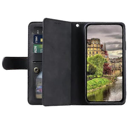 Compatible Case for Motorola Edge 50 Neo 5G / Moto S50 5G / Thinkphone 25 5G PU Leather Phone Case with Zipper Wallet 9 Card Slots Black