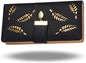 Women's Large Capacity Long Wallet, Hollow Leaf Wallet, Black