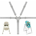 Adjustable 5-Point Safety Harness for Child Seats and Strollers, Gray - Compatible with Most Brands