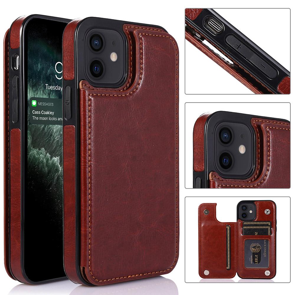 iPhone 12 - Practical and stylish case with card holder Rose gold