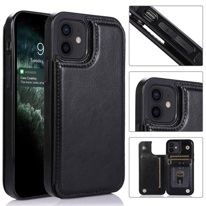 iPhone 12 - Practical and stylish case with card holder Rose gold