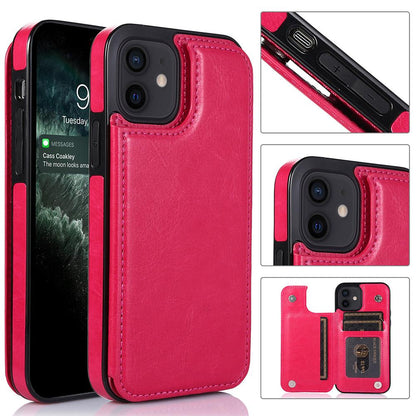 iPhone 12 - Practical and stylish case with card holder Rose gold