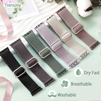 5-pack Nylon Stretch Band Compatible with Apple Watch 42mm 44mm 45mm Women Men, Fabric Elastic Bracelet Solo Loop Band for iWat—max