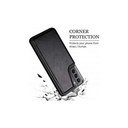 Samsung S22 Shockproof Case Card Holder 3-COMPARTMENT Flip Black_yux