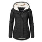 Waterproof Warm Winter Jacket with Hood, Thick Fleece Lined Cotton Jacket for Women - yujia Black XXXXL