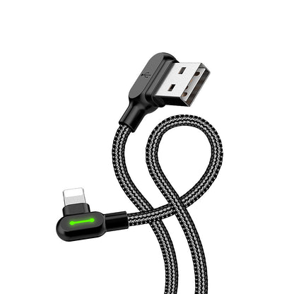 McDodo CA-4673 Angled Lightning cable, LED, 2A, 1.8m, black_max 20