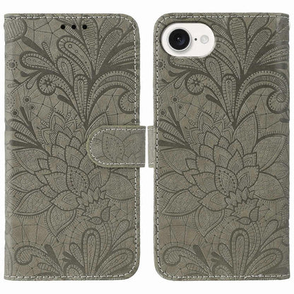 Case for iPhone 16e Lace Flowers PU Leather Flip Wallet Case