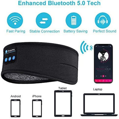 Wireless Stereo Headset with Headband for Running, Sleeping and Music - Black