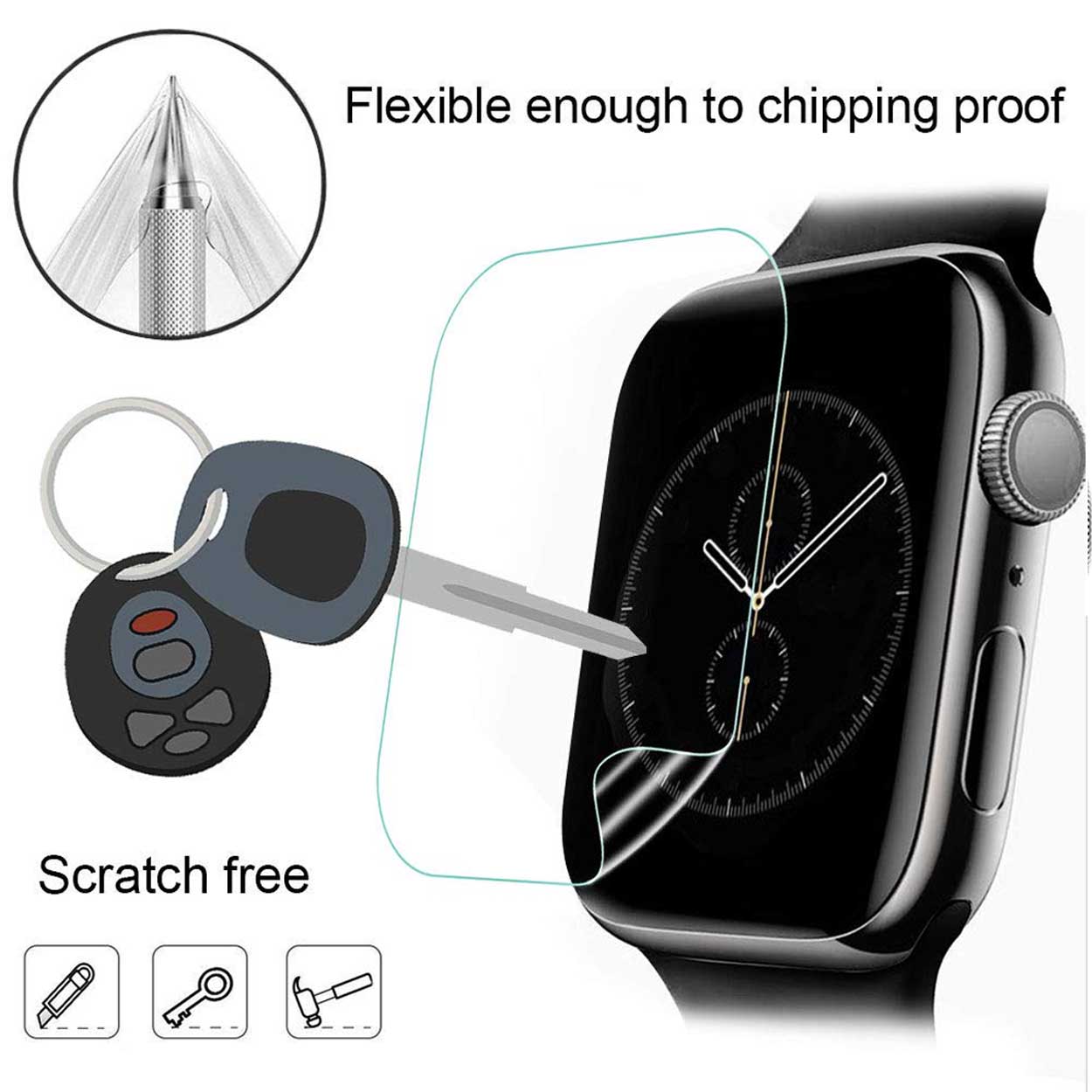 3-pack Screen Protector for Apple Watch 1/2/3 42mm - Full Coverage Transparent