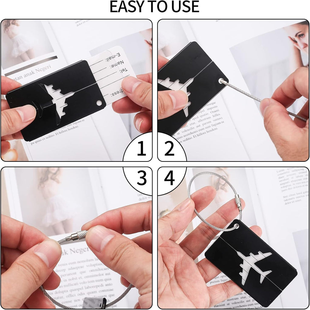 pcs Luggage Tags, Suitcase Tags, Luggage Labels Tags Aluminum Metal with Name ID Address Card