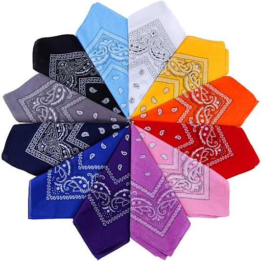 12 pcs 12 Colors 54*54cm Package Bandana Scarf Unisex Handkerchief (C)