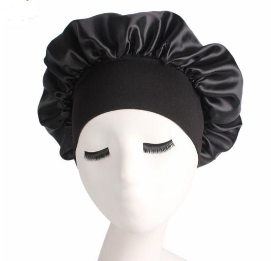 Satin Sleep Cap Black, One Size