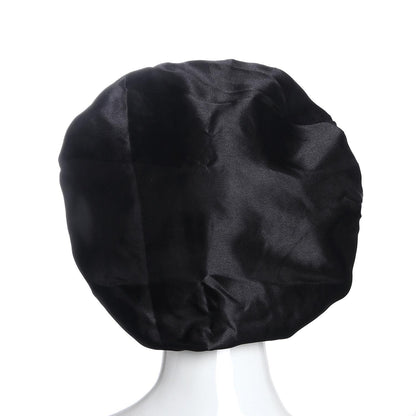 Satin Sleep Cap Black, One Size