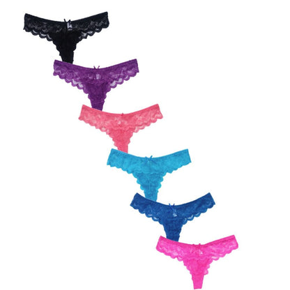 12-pack Thong Lace Panties, Multicolor, Size M