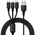 3-in-1 Charging Cable Micro USB Lightning Type-C, Black