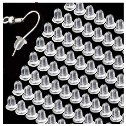 50pcs Earring Backs, Nickel-Free Latex Transparent