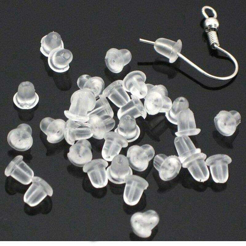 50pcs Earring Backs, Nickel-Free Latex Transparent