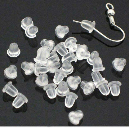 50pcs Earring Backs, Nickel-Free Latex Transparent