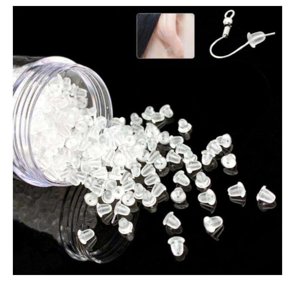 50pcs Earring Backs, Nickel-Free Latex Transparent