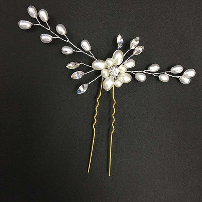 White Pearl Flower Wedding Hairpin