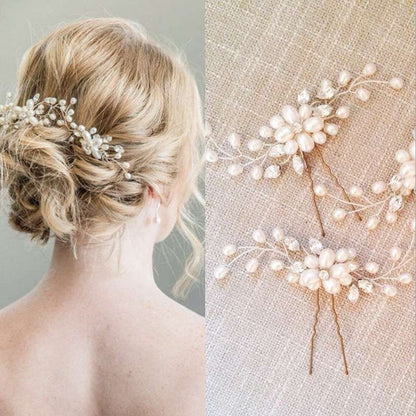 White Pearl Flower Wedding Hairpin