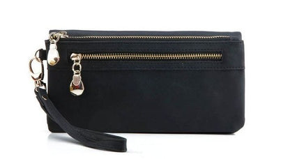Stylish black wallet with gold zipper, Black