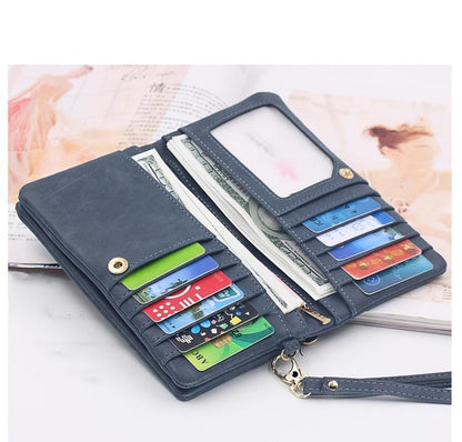 Stylish black wallet with gold zipper, Black