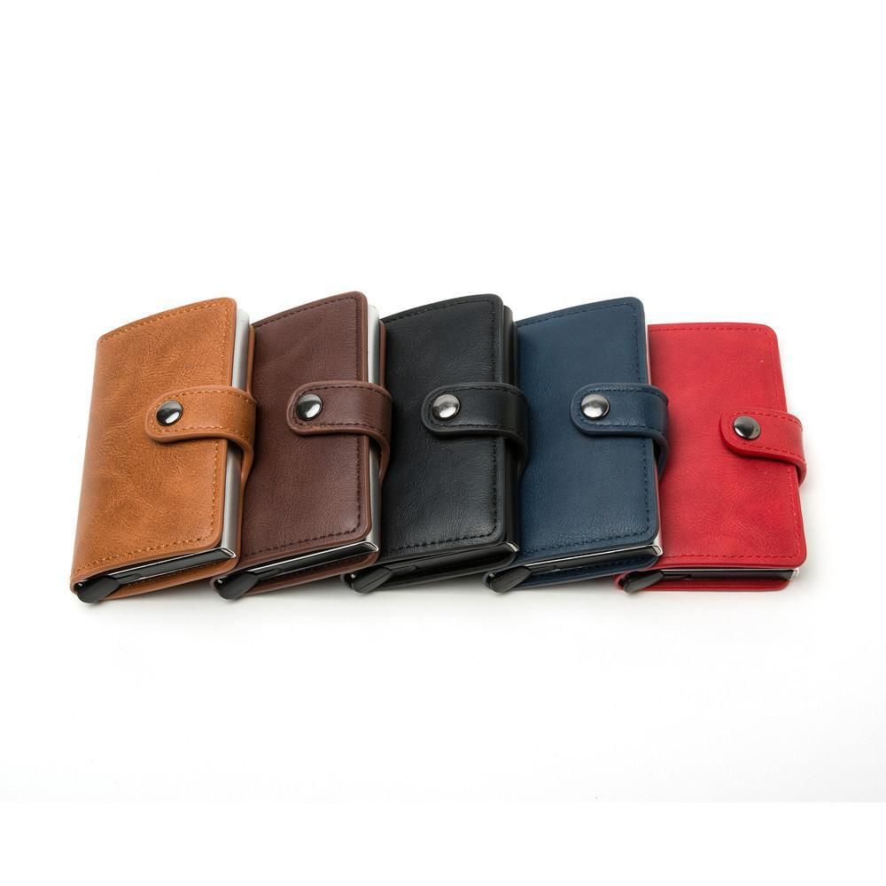 5 Cards Wallet Card Holder with RFID NFC Protection, Dark Brown