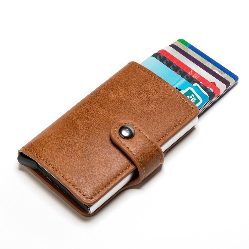 5 Cards Wallet Card Holder with RFID NFC Protection, Dark Brown