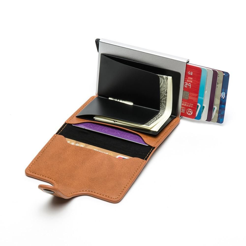 5 Cards Wallet Card Holder with RFID & NFC Protection, Dark blue