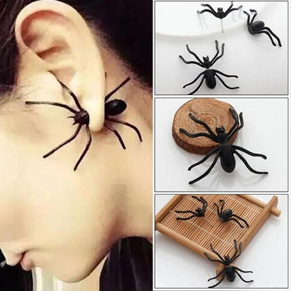 Black Spider Halloween Earrings, 2 Pieces