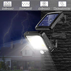 2 Pack 56 LED Outdoor Solar Lights with Motion Sensor IP65 Waterproof and 5M Cable, 120 Degree Angle
