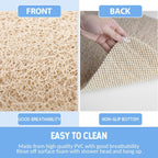 Non Slip Shower Mat PVC Loofah Foot Scrubber With Drainage Holes Fast Drying Bathroom Tub Floor Mat Beige, 24 x 16 in
