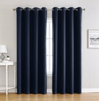1 Piece Navy Blue Blackout Curtain Panel With Grommets, Thermal Insulated Light Blocking Window Drapes For Bedroom Office, 100 x 250 cm