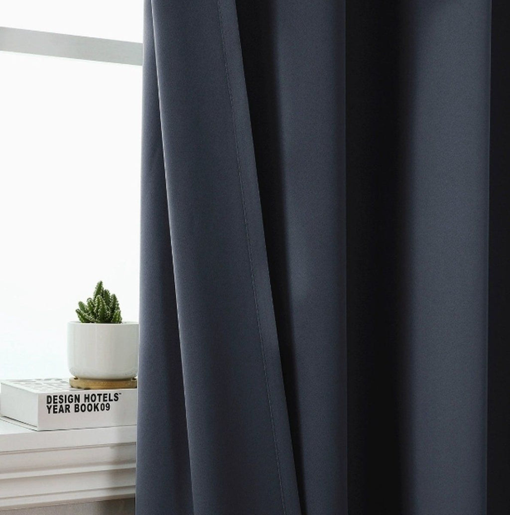 1 Piece Navy Blue Blackout Curtain Panel With Grommets, Thermal Insulated Light Blocking Window Drapes For Bedroom Office, 100 x 250 cm