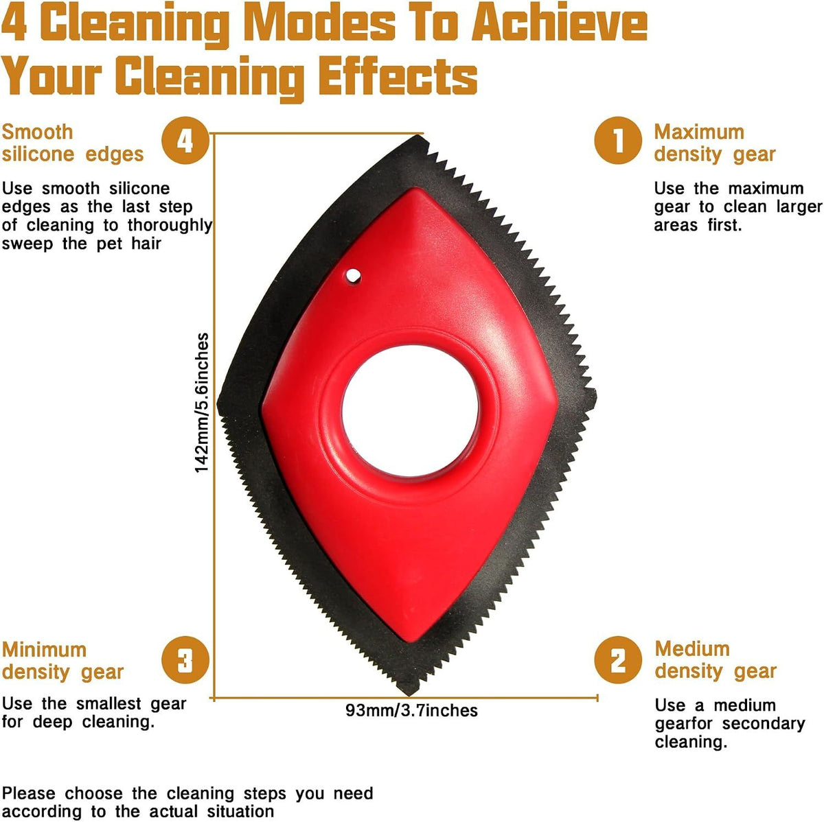 Pet Hair Remover Four Cleaning Modes Red for Carpets and Sofas