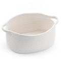 1 Piece Cotton Rope Basket with Handles White, 30 x 20 x 12 cm