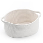 1 Piece Cotton Rope Basket with Handles White, 30 x 20 x 12 cm