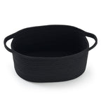1 Piece Cotton Rope Basket with Handles Black, 30 x 20 x 12 cm