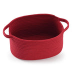 1 Piece Cotton Rope Basket with Handles Red, 30 x 20 x 12 cm