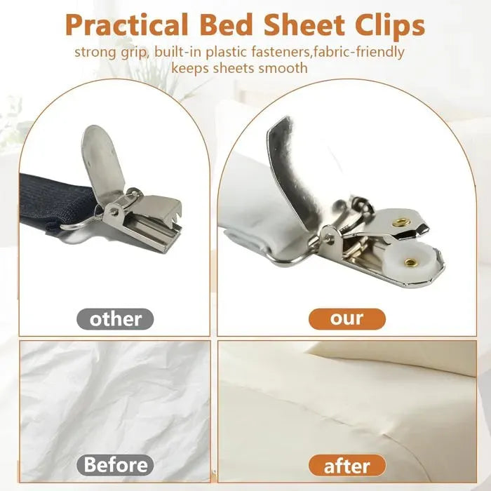 4 Pack Adjustable Sheet Straps with L Clips
