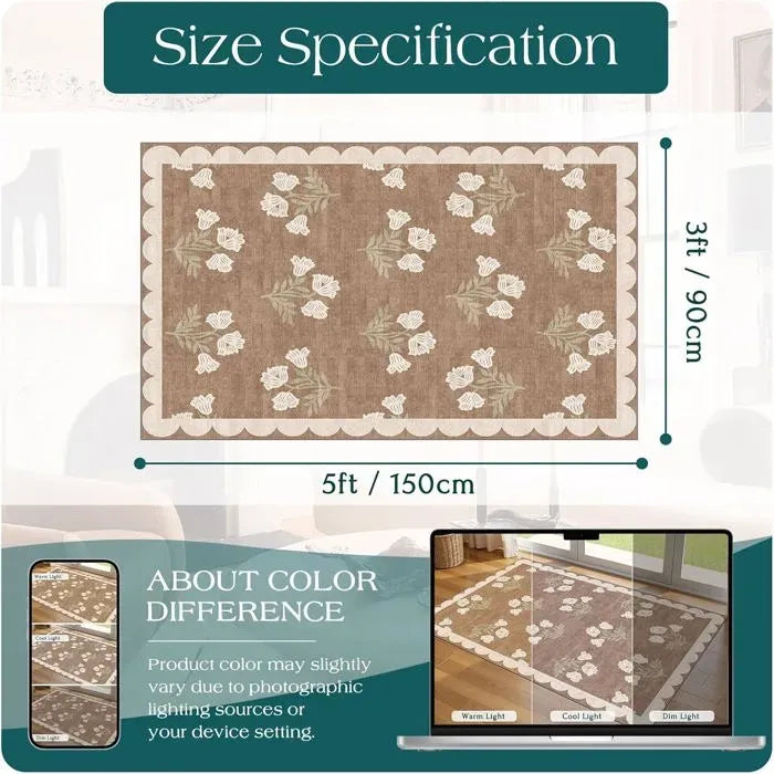 Floral Non Slip Door Mat, 90 x 150 cm