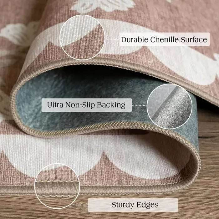 Floral Non Slip Door Mat, 90 x 150 cm