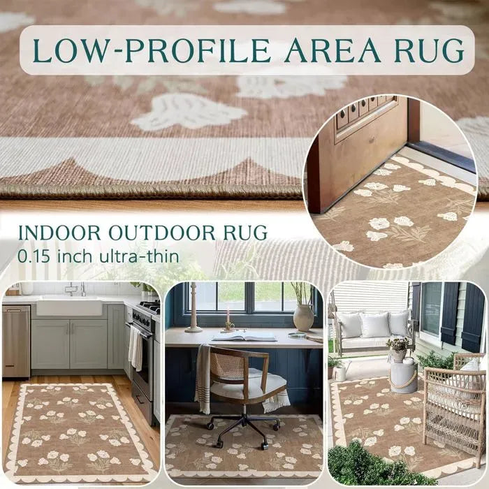 Floral Non Slip Door Mat, 90 x 150 cm